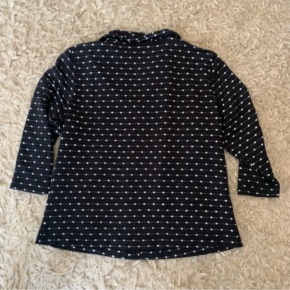 Thrifted Andria Lieu Button Down Striped Black and White Polka Dot Shirt - Picture 4 of 5